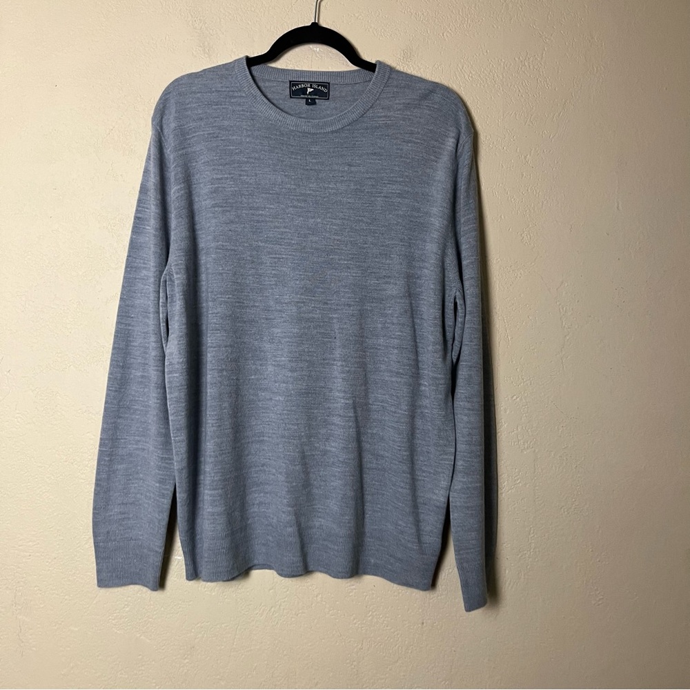 5/$30 Harbor island men long sleeve super‎ soft comfort classic gray sweater L
